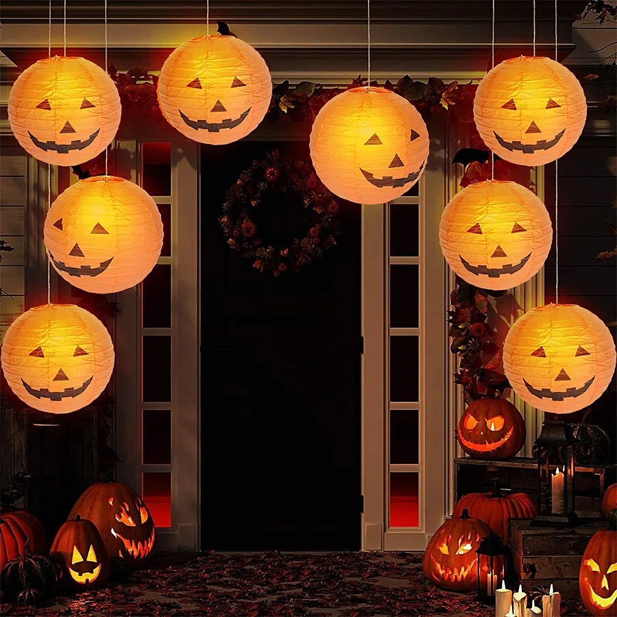 1/6Pcs Halloween Hanging Paper Lantern for Home Indoor Outdoor Garden Decoration Halloween Party Horror Pumpkin Props Ornaments