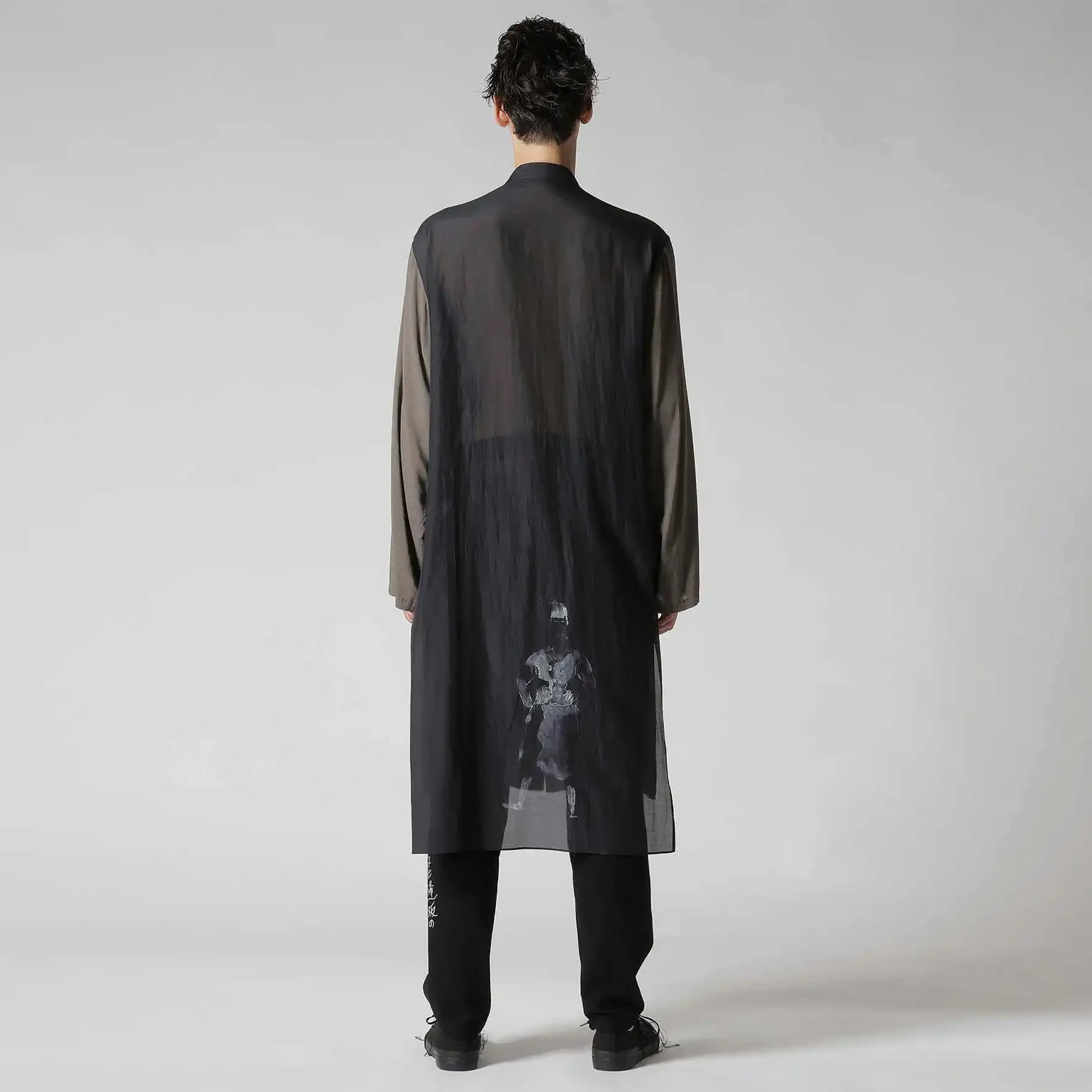 قميص YOJI OOAK ياباني أصلي من القطن المختلط والحرير الأمامي قصير الظهر طويل متوسط الطول وصدر واحد وأكمام طويلة للرجال #4