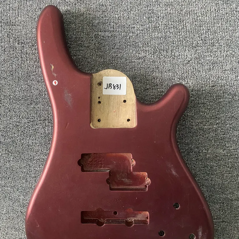 jB831 Active PJB Pickups Semi Finishing 5 or 6 String Electric Bass Body in Solid Wood Deep Pink Metallic Paints with Damages