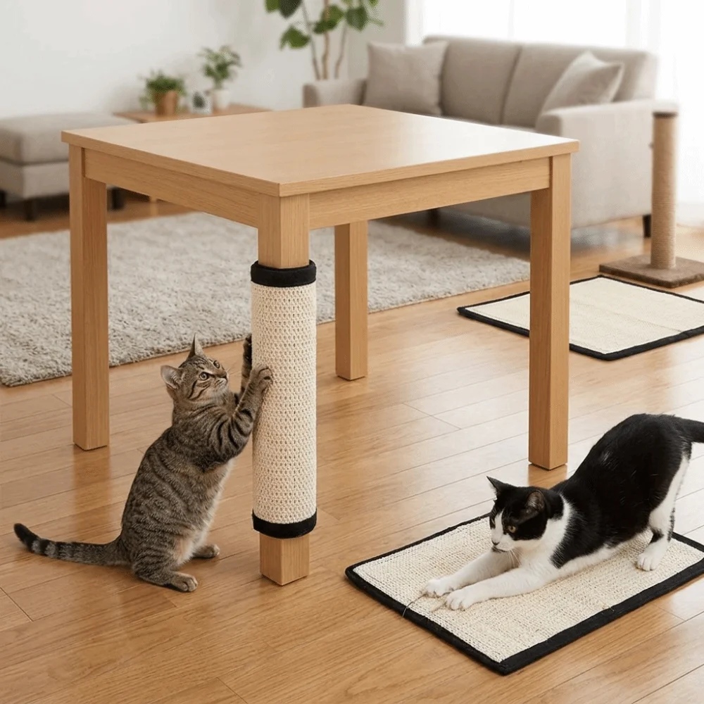 Sisal Cat Scratching Mat Wearproof Anti-scratch Sisal Scratcher Pad Flexible White Furniture Protector Indoor Scratching