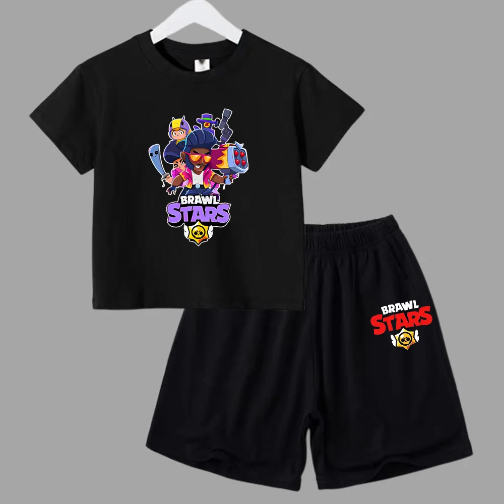 Summer Short Sleeve Anime Fighting Cosplay Kid Tshirt+ Shorts 2pcs Set Casual Clothes Children Funny Boys Girls Toddler Baby Set