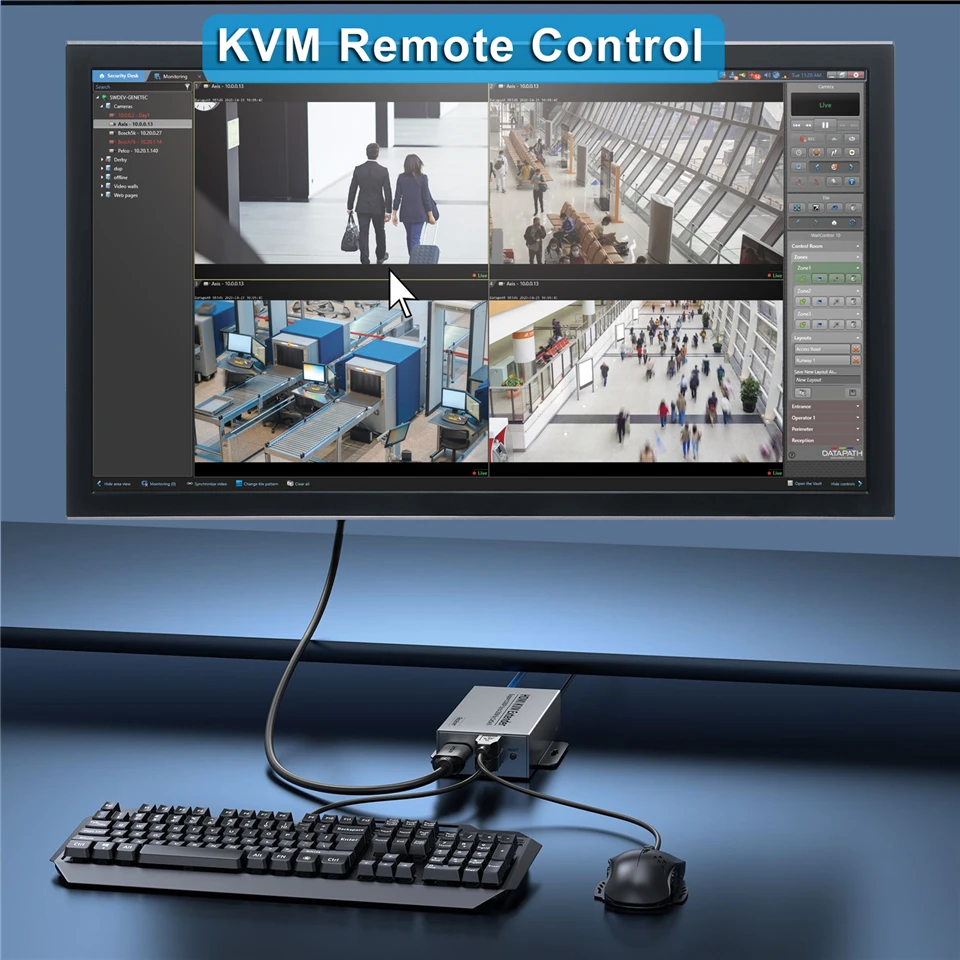 200m 1x4 HDMI & USB 1080P IP 통신 방식 RJ45 KVM 연장기, Cat5e/Cat6 이더넷 케이블을 통해 전송 및 수신, 루프아웃(IR …