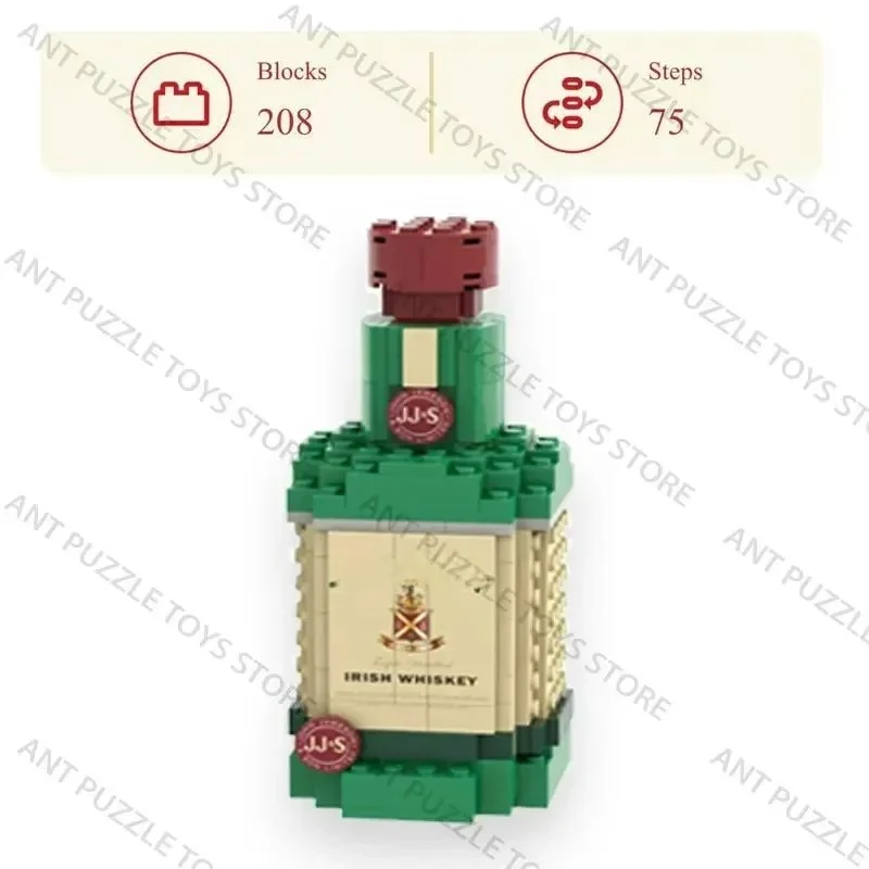 زجاجة ويسكي، مكعبات بناء إبداعية محاكاة زجاجة نبيذ تجميع اللبنات، ألعاب مكعبات البناء، ديكور المنزل، الهدايا #6