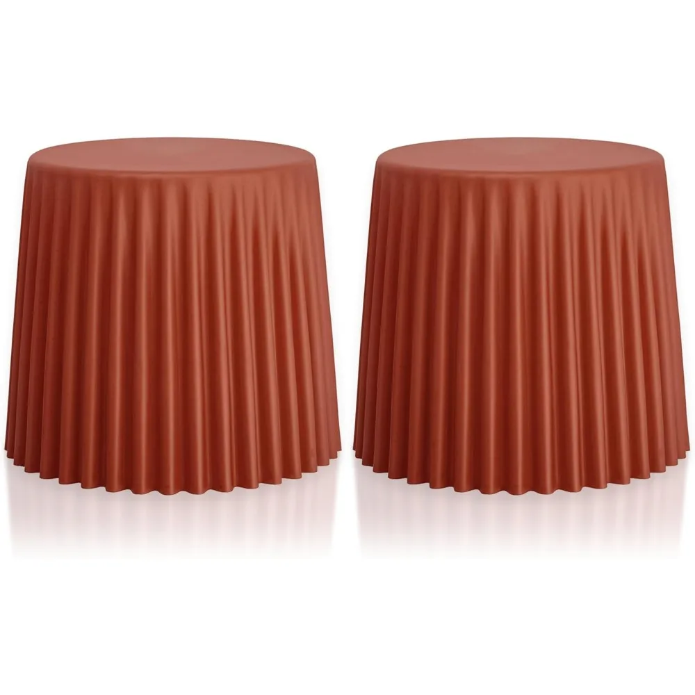 

Set of 2 Modern Stackable Patio Stool, Versatile Coffee Table, Accent Ottoman Dining Kitchen Chairs, Weather Resistant Plastic