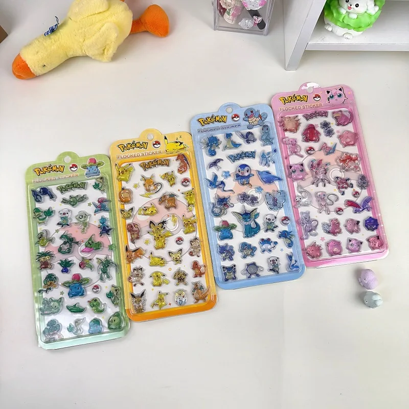 

Pokemon 3D Flocked Stickers Cute Cartoon Pikachu & Various Pokemon Characters DIY Decorative Stickers For Kids Scrapbook Journal