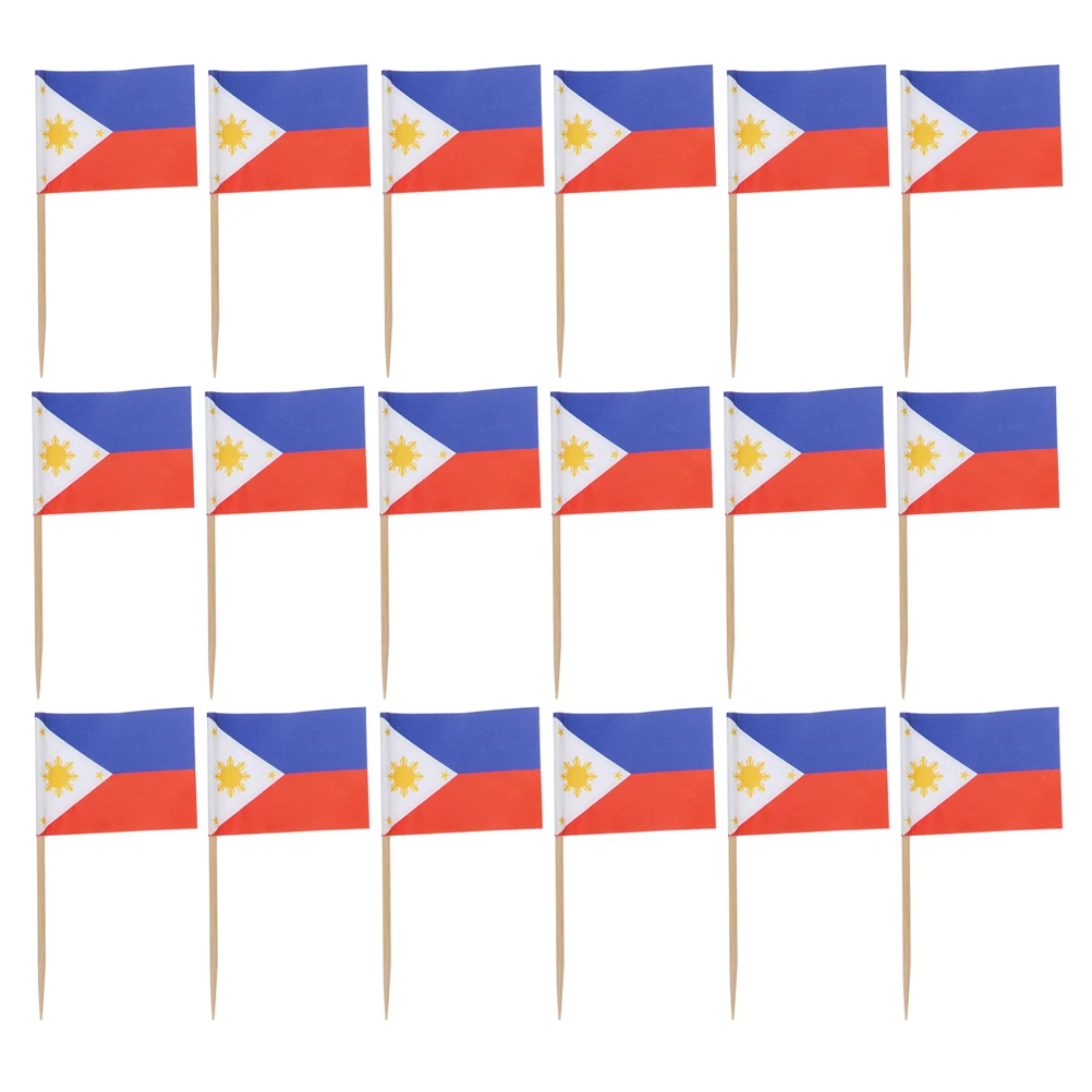

200pcs Flag Toothpick Decorations Philippines Flags for Party Fruits Cakes Desserts Wood Picks Safe Practical Kitchen Bar Tools