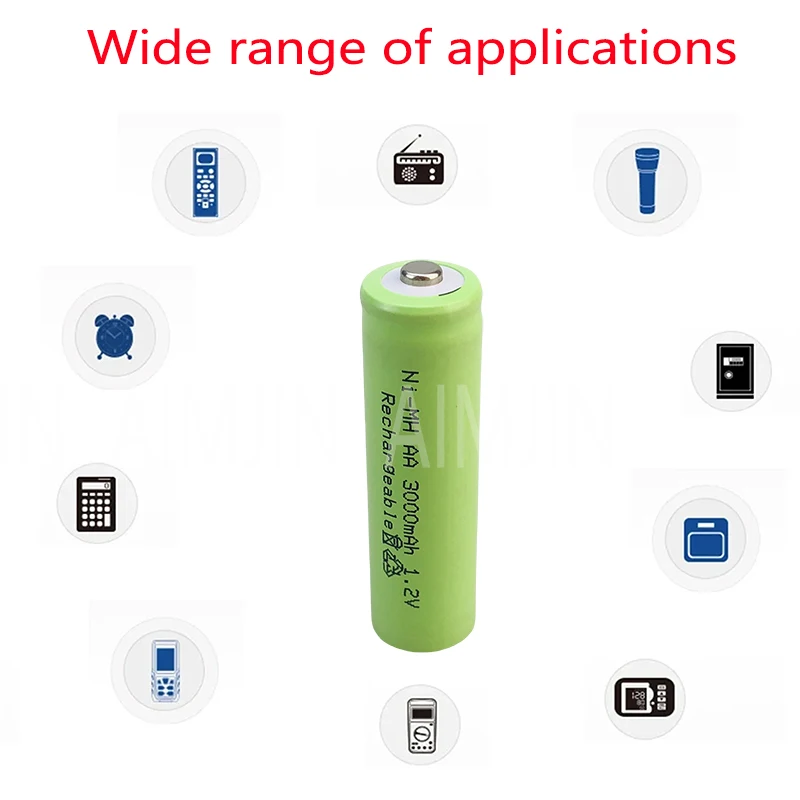 AA 1.2V 3000mAh NiMH 1.2V Rechargeable Batteries Green Battery Garden Solar Lamp LED Flashlight Lantern Lamp Torch