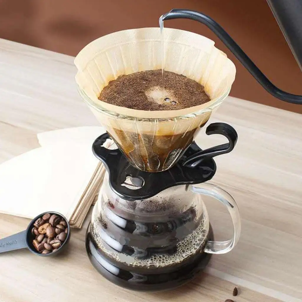 Eco Friendly Coffee Filter Paper for Pour over Cone Coffee Dripper 6 Cup Natural Unbleached