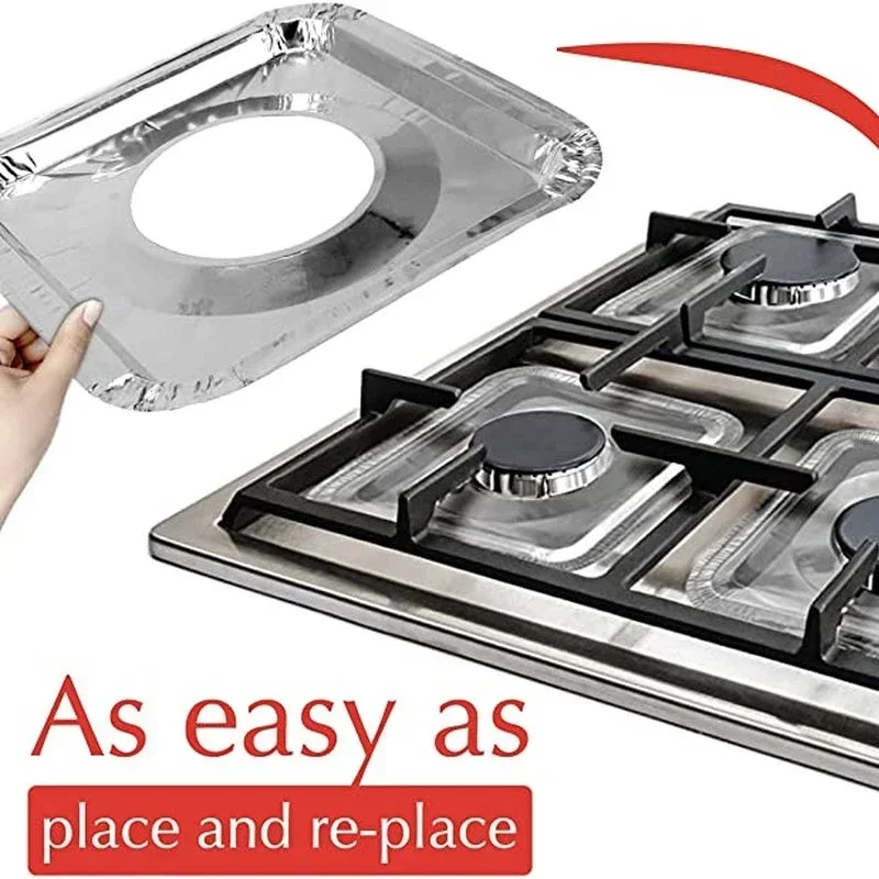 10/20pcs Stove Protector Cover Disposable Aluminium Burner Liner Gas Stovetop Cleaning Pad Mat Kitchen Accessories Microwave New