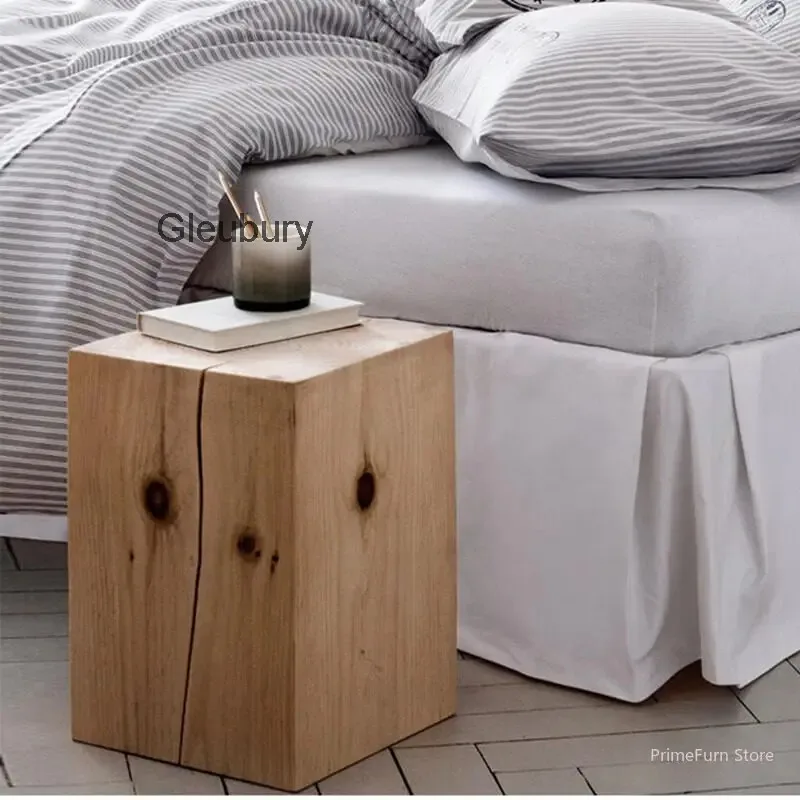 Wabi-sabi Solid Scandinavian Wood Stump Minimalist Stool Side Table Decor