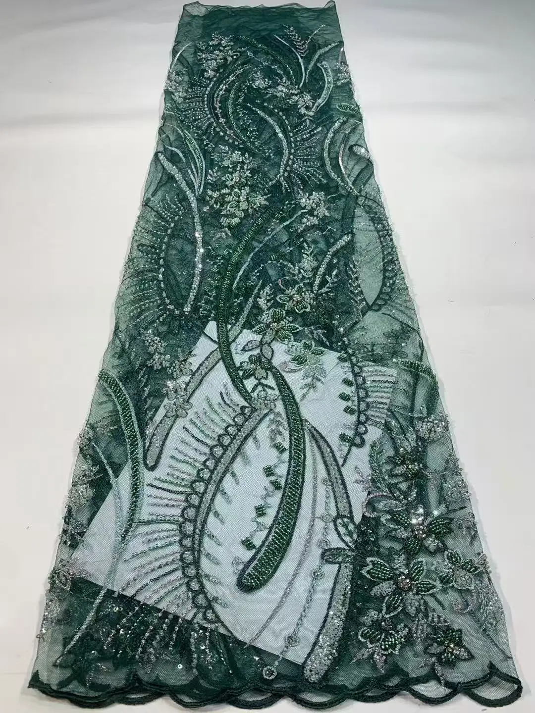 

Madison African Sequins Beaded Groom Lace Fabric High Quality French Tulle Lace Fabric 2025 Embroidery Nigerian Lace Fabrics