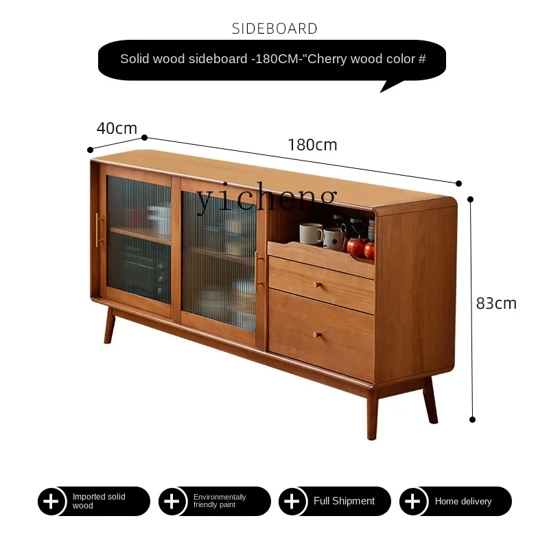 

Tqh Sideboard Cabinet Solid Wood Storage Living Room Side Home Storage Cabinet Dining Room Storage