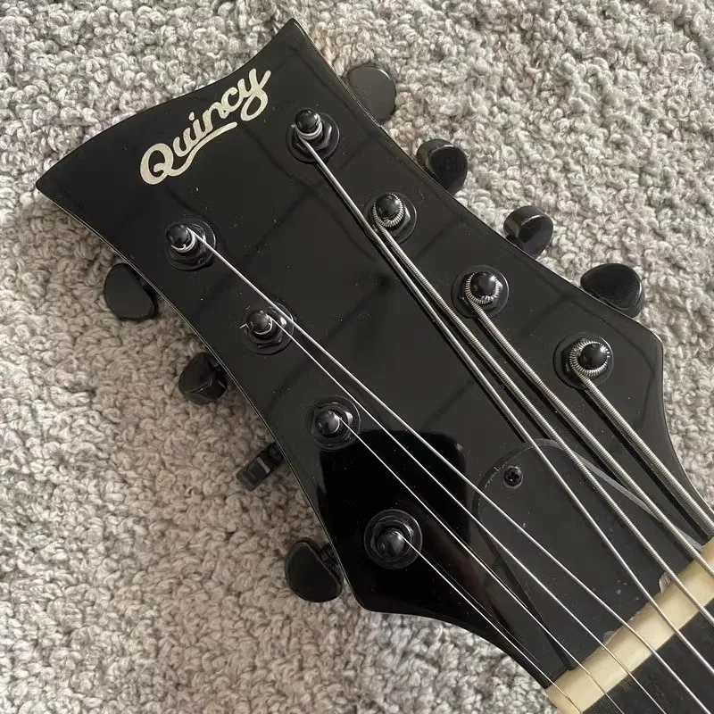 D650/A087 Quincy 8 Strings Electric Guitar Left Hand Version Glossy Black Color Custom Inlay Authorised Produced Stock Items