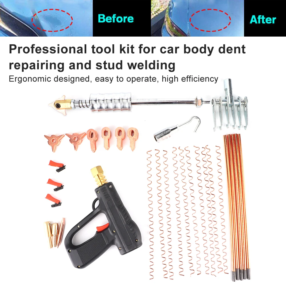 

86pcs Dent Puller Stud Welder Kit Auto Car Spot Repair Device Stud Welding Hammer Gun Tool Car Body Repair Car Dent Removal Kits