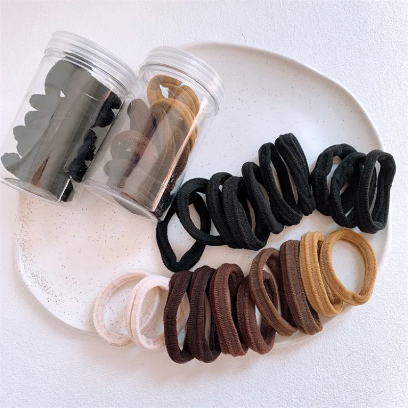 

Черно-коричневые базовые бесшовные резинки для волос, эластичные повязки для девочек, мягкие, не оставляющие заломов, нескользящие держатели для хвоста, повседневные аксессуары для волос