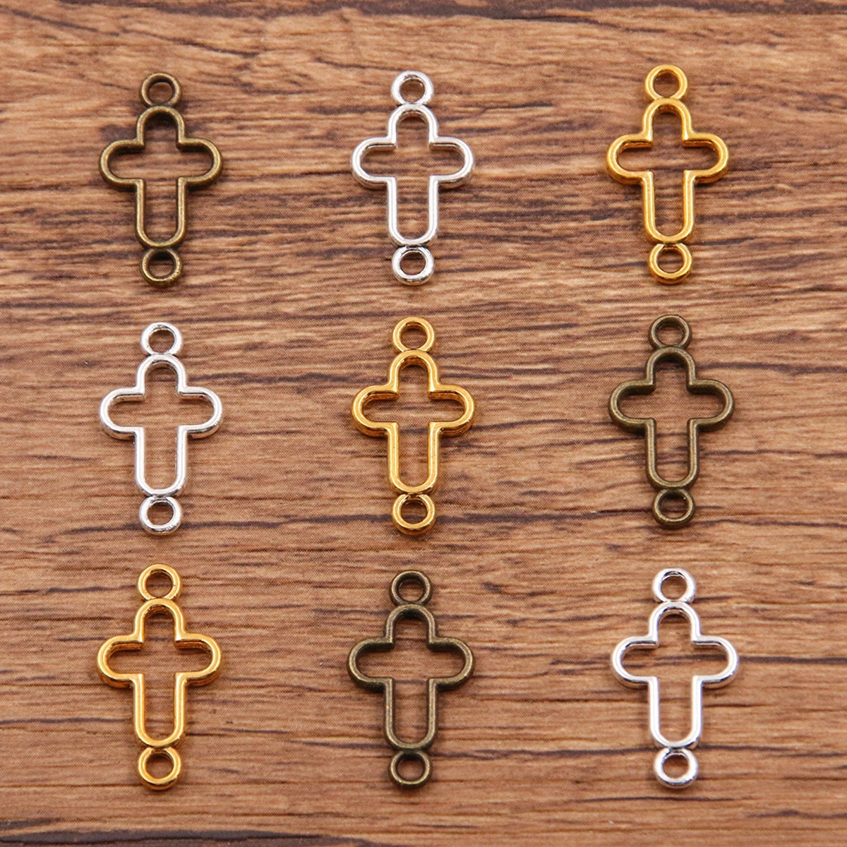 60Pcs 10*19mm 3 Color Zinc Alloy Necklace Charm Jewelry DIY Hollow Geometric Shapes Connector Pendant Necklace