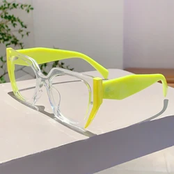 KAMMPT Women Square Decor Glasses Candy Color Blue Light Blocking Eyewear Trendy Brand Design Oversize Eyeglasses for Ladies