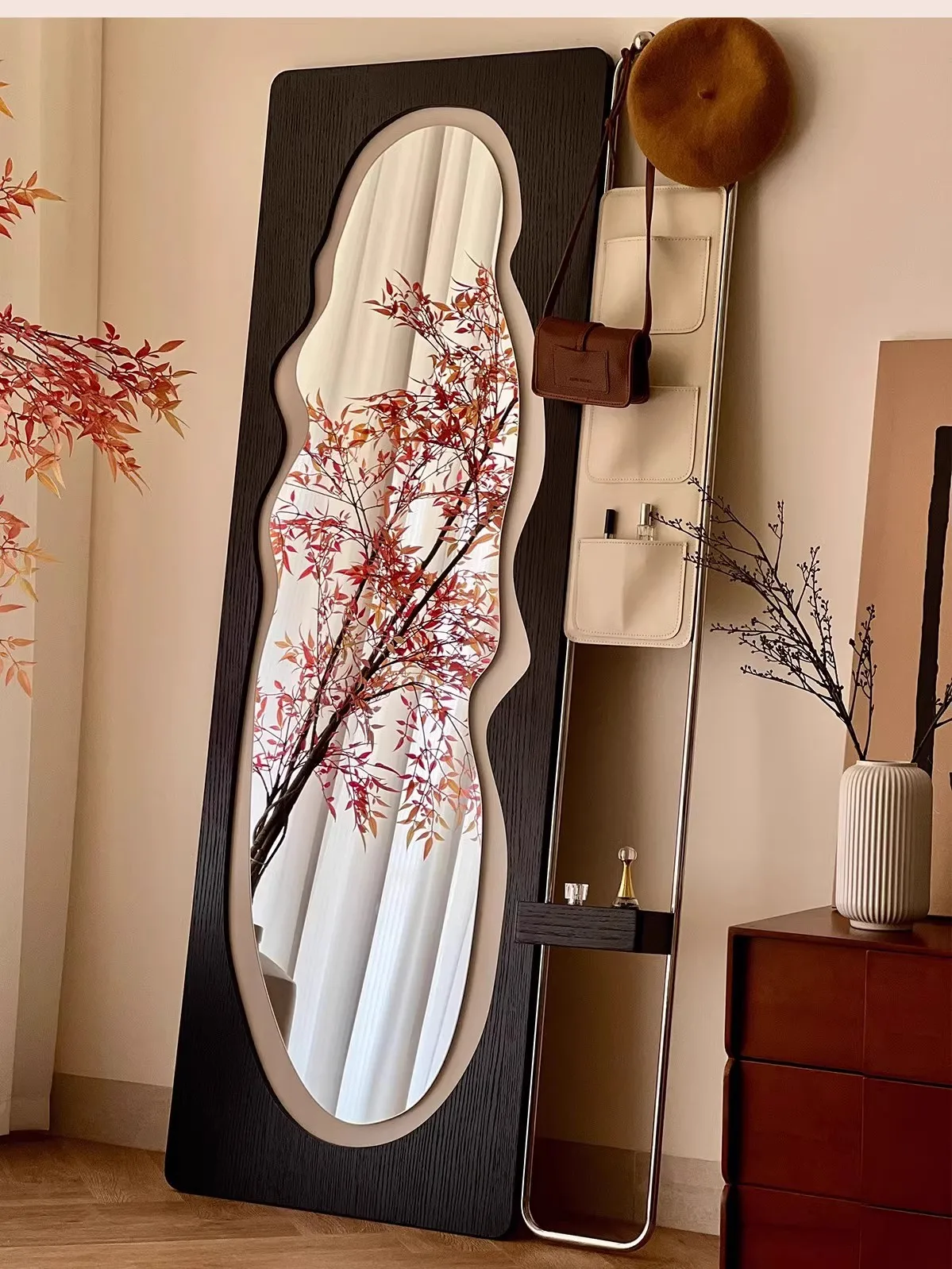 Clothing Store Full-Body Mirror Storage Rack Combination Home Living Room Bedroom High-Definition Full-Length Mirror Customized