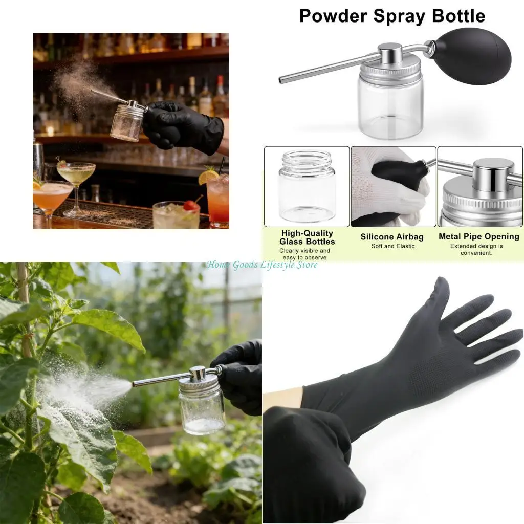 E74E Ergonomic Sprays Bottle for Refillable Powder Features Latex Gloves for Comfortable Plant Care Applications