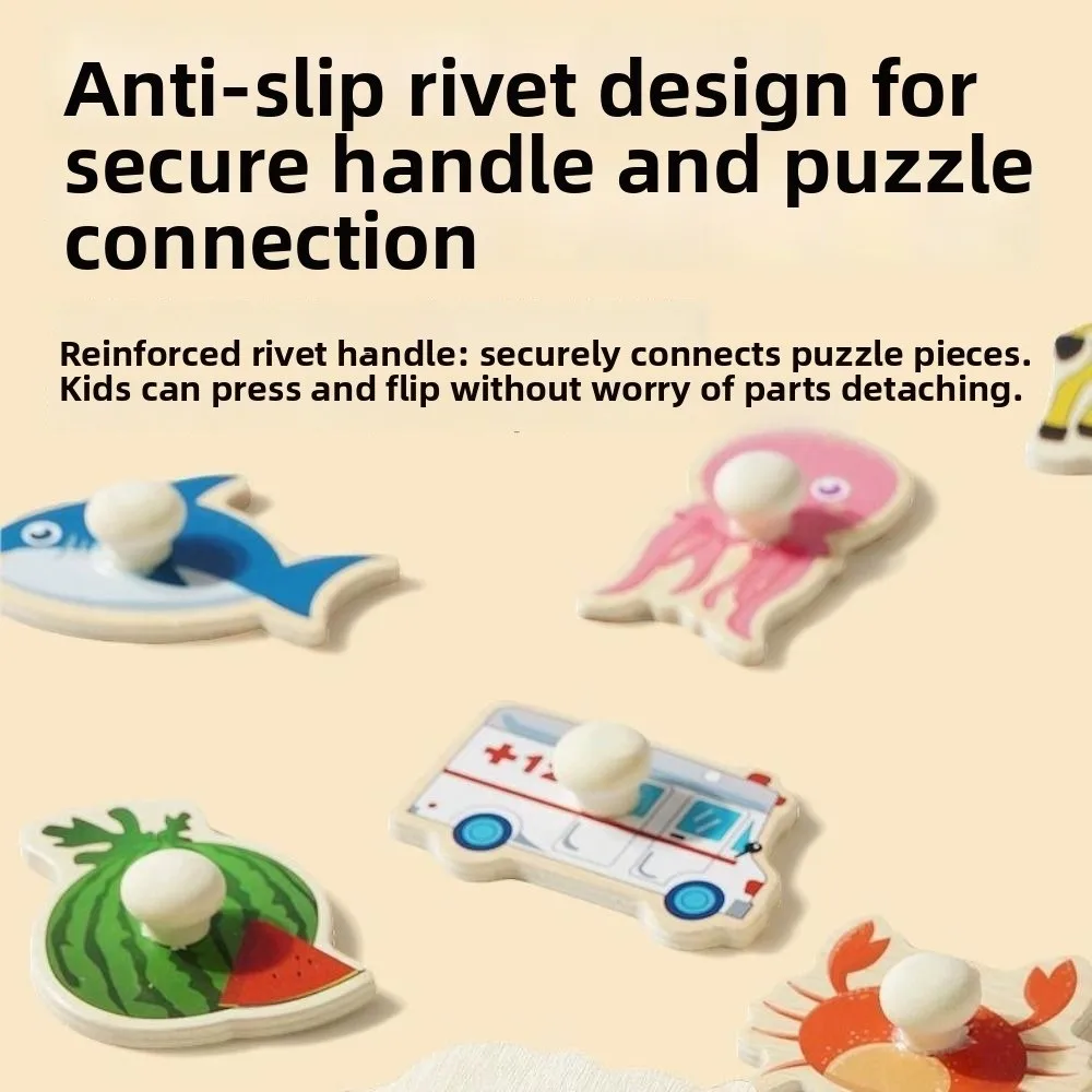 Montessori Hand Grab Boards Toys Shape Matching Cartoon Wooden Puzzle Toys Colorful Intellectual Children Montessori Toys