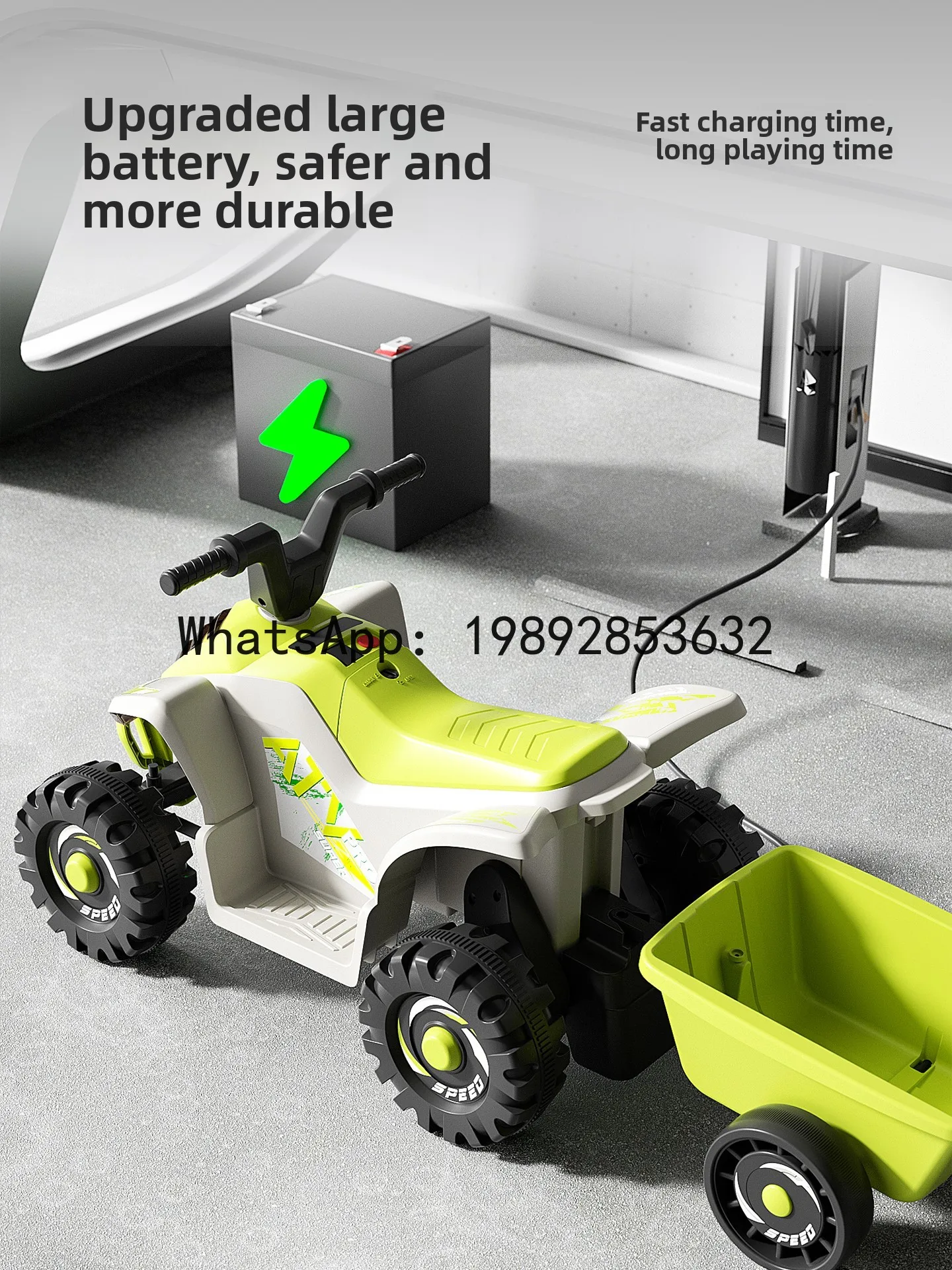 TQH Kinder-Elektroauto Vierrad Dreirad Motorrad Aufsitz-Fernsteuerungsspielzeugauto mit Korb