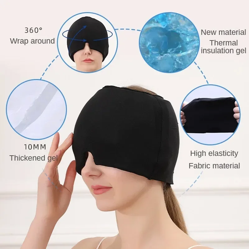 Migraine Relief Hat headache hat Gel Hot Cold Therapy Ice Cap For Relieve Pain Ice Hat Face Mask Head Wrap Massage Sleep Tool