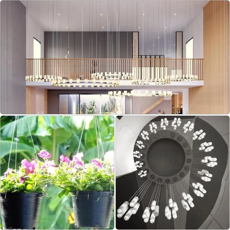 Fotografia 5: Conjunto de 4 Peças de Cabos de Aço Ajustáveis e Resistentes para Pendurar no Teto e Painéis de LED JOMD