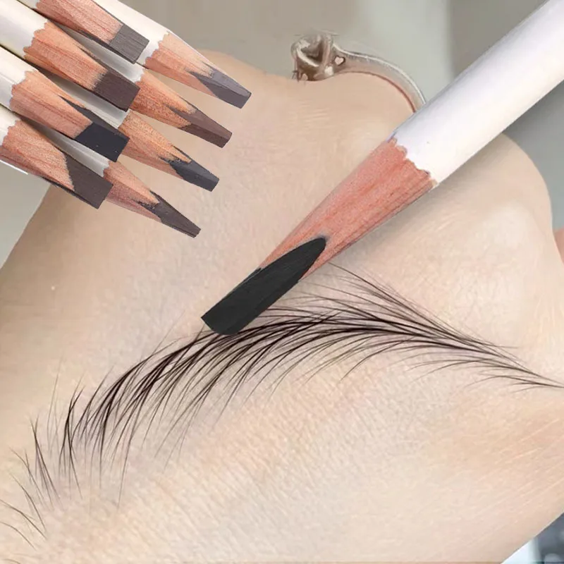 Professional Double-Ended Wood Eyebrow Pencil Waterproof Lasting Matte Eyebrow Tattoo Tint Pen with Brush Brow Makeup Cosmetics