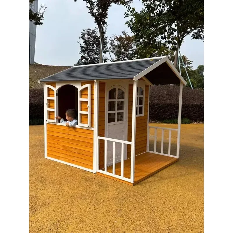 Kindergarten children's small wooden outdoor tent toy  wooden  castle camping assembly tree house large game room