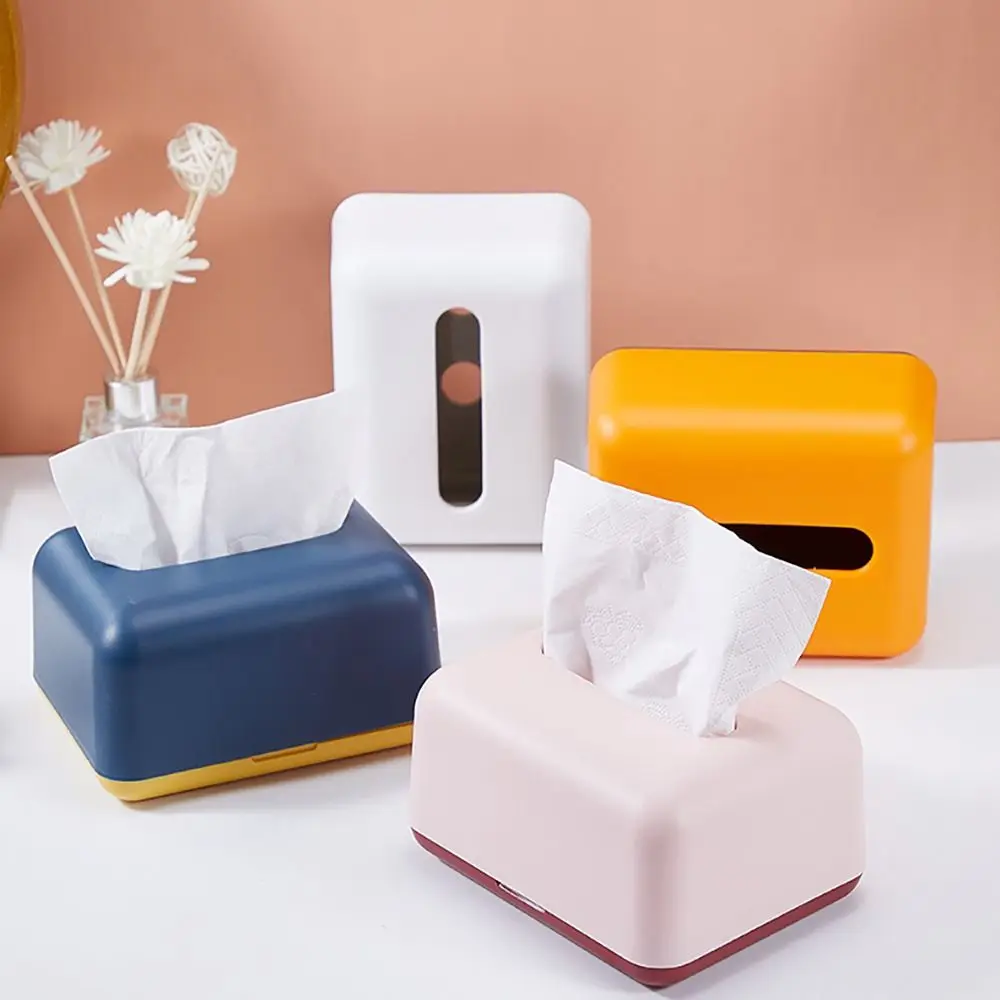 Simplicity Solid Color Napkin Holder Plastic Large Storage Tissue Case Fashion Car Tissue Box High Quality Paper Towel Box