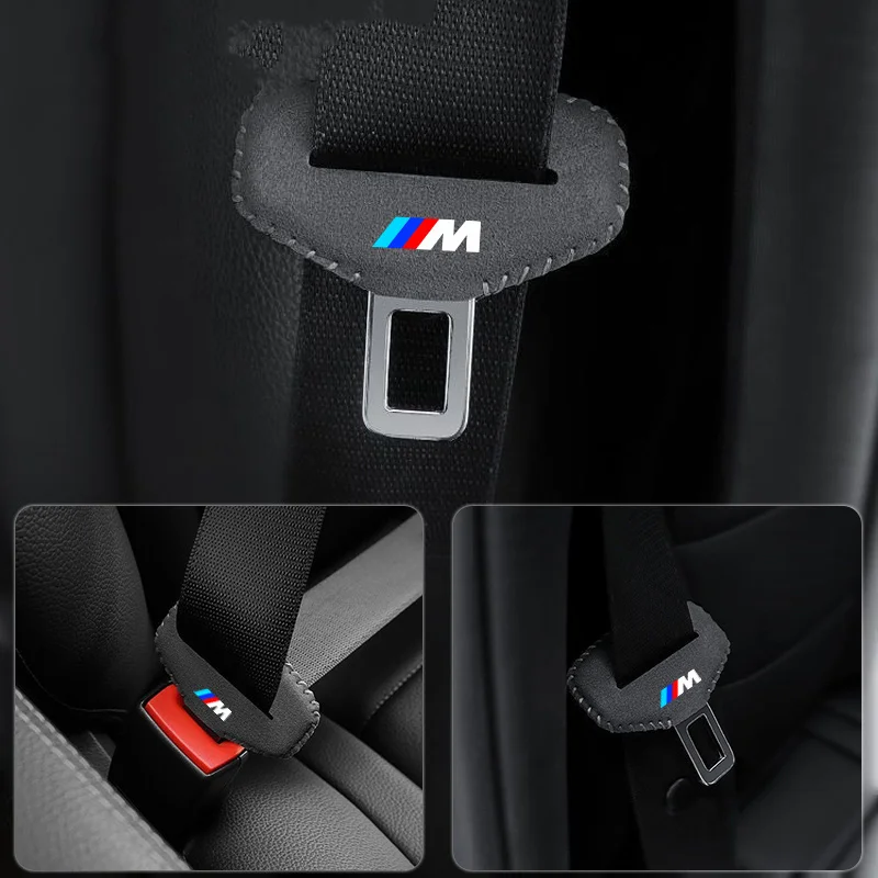 2PCS Suede Car Seat Belt Buckle Cover Protector Sleeves For BMW M E46 E90 E60 F10 F30 E39 E36 F20 E87 E92 G30 X5 E70 Accessories