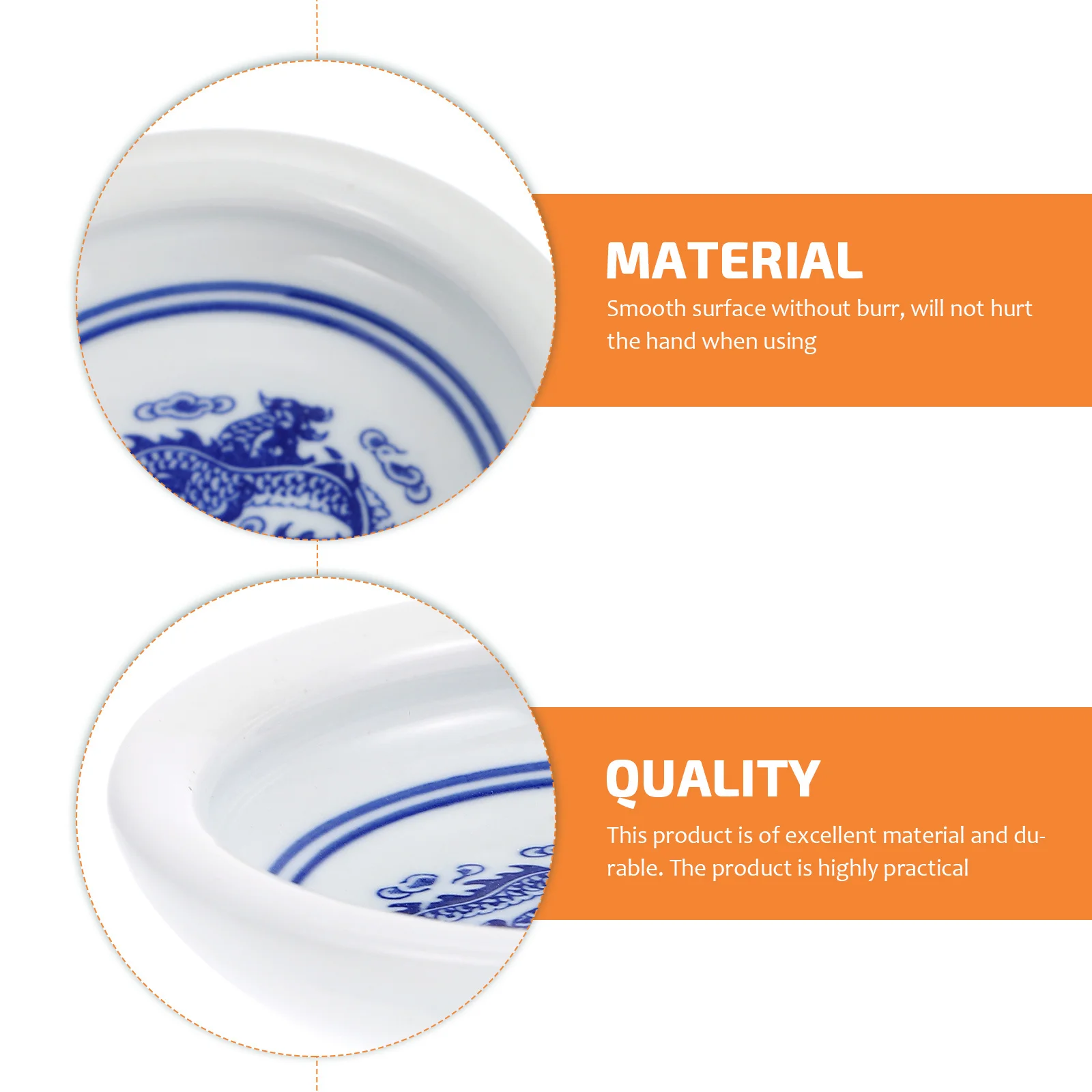 

1Pcs Blue and White Porcelain Ceramic Ink Dish Calligraphy Brush Pen Tray Ink Plate for Painting Drawing Stationery