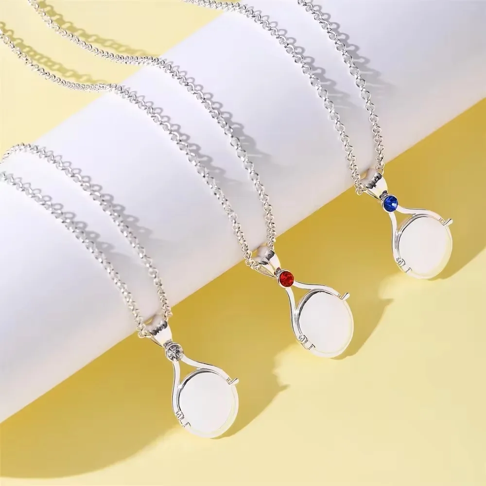 TV Series Just Add Water Women Necklace Clear Red Blue Zirconia Stone Link Chain Shiny Silver Color Women Necklace Jewelry