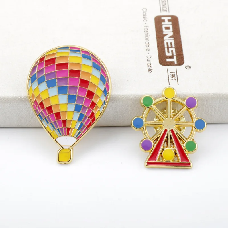 Outdoor Sports Accessories Balloon and Ferris Wheel Brooch Alloy Oil Drop Badge