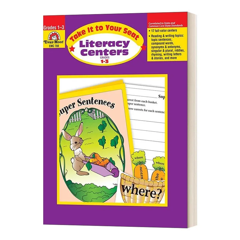 

Evan-Moor Take It to Your Seat Literacy Centers, Grades 1-3 Workbook,aged 6 7 8 9, English book 9781557997982