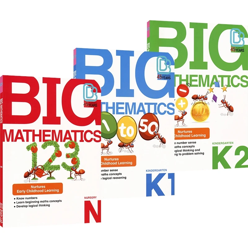 3 książki w języku angielskim SAP Big Mathematics N /K1 /K2 3 książki SAP matematyka podstawowy zmysł liczby skoroszytów, aby rozwinąć logiczne myślenie