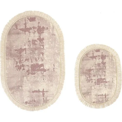 Land Of dowry Particle Oval Bath Mat Set 2 Li Coffee