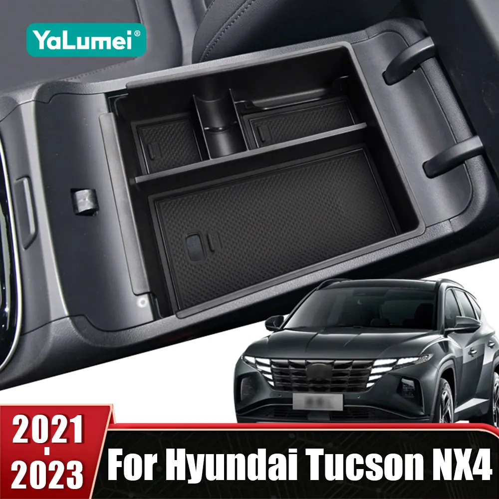 For Hyundai Tucson NX4 2021 2022 2023 Hybrid N Line ABS Car Central Control Armrest Storage Box Organizer Container Accessories