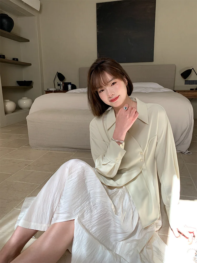 

Long Sleeve Shirts Womens Striped Button Down Tops Slim Fit Lightweight Workout Casual Style Autumn Comfortable Daily Streetwear