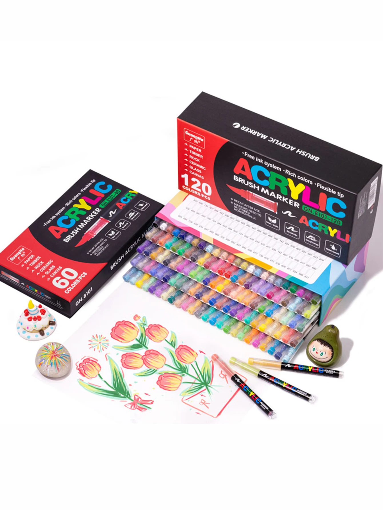 12-240 Color/Box Professionelles Künstlermarker-Set – Soft-Tip-Zeichnung, gerade Linie, flüssige Acrylmarker, DIY Graffiti Art Painti – Detail 5