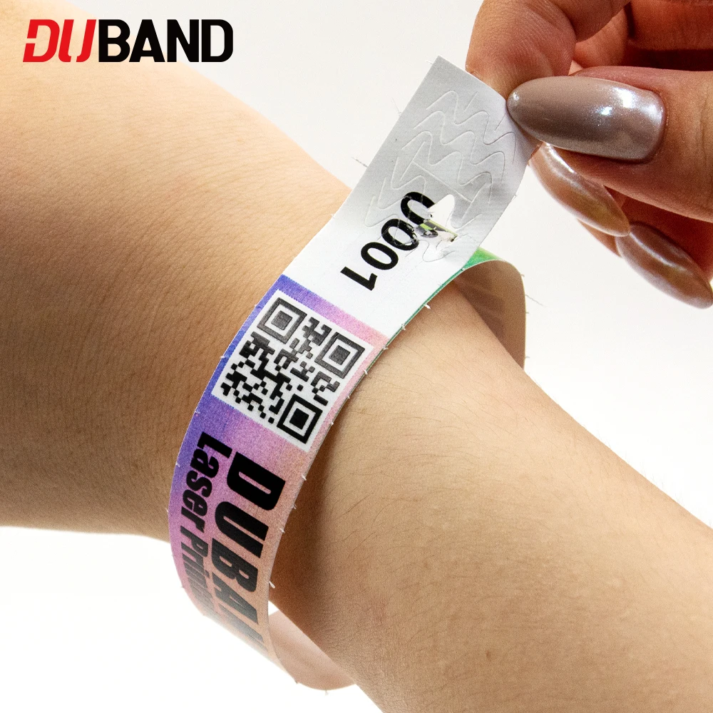Disposable printable poly weave paper wristband can do full color printing with laser printer waterproof tear-resistant