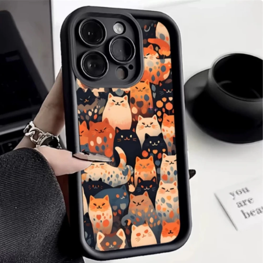 

Cartoon Cats Silicone Phone Case For IPhone 15 Pro Max Cases IPhone 14 13 11 12 Pro XS Max 7 8 Plus X XR Soft Cover Non-Slip