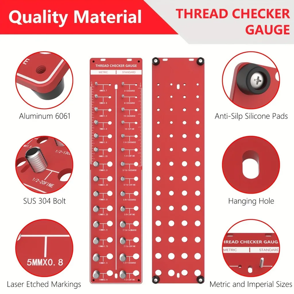 Precise Thread Identifier Gauge Nut and Bolt Thread Checker Set Standard and Imperial Size Precise Screw Measuring Tool