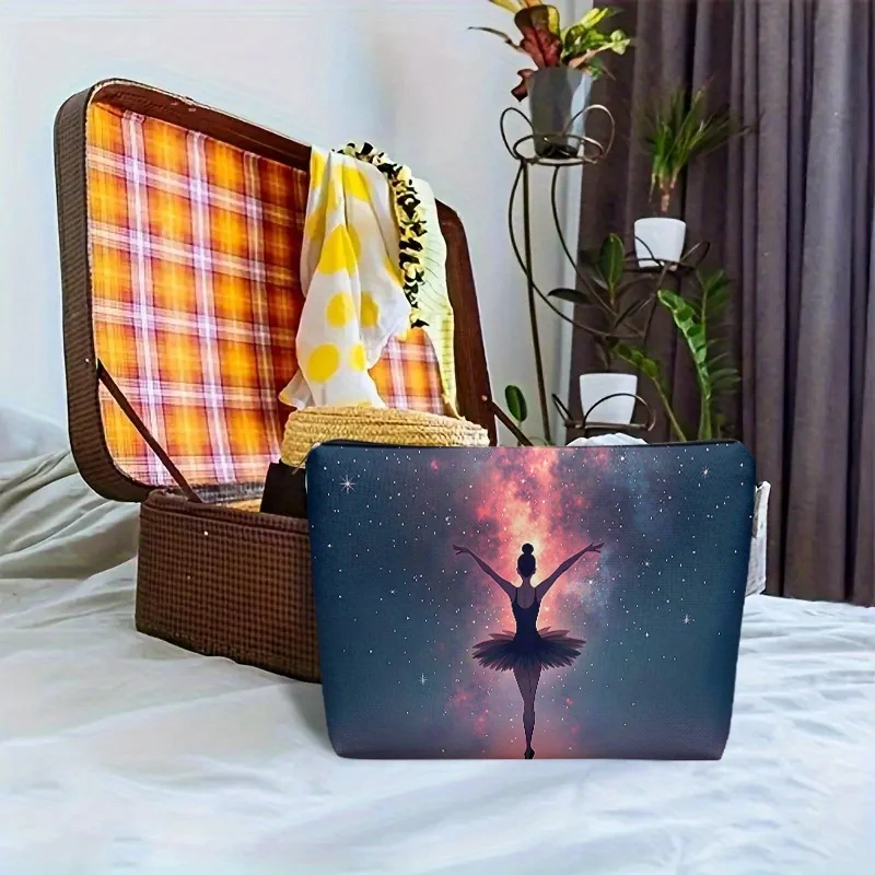 黒のバレエスカート型メイクアップバッグ - 多機能ジッパーポーチ、ジュエリー収納バッグ、旅行に最適な小型ジッパー収納バッグ。