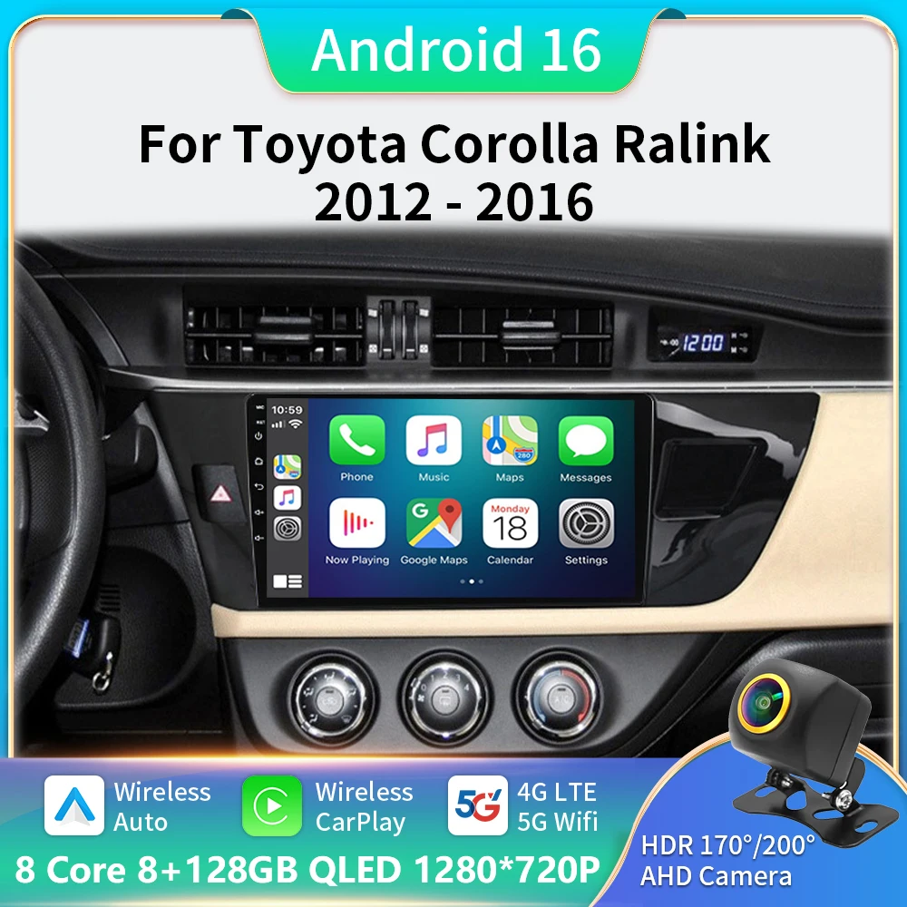 

Автомагнитола 2 Din Android 13 для Toyota Corolla Ralink 2013-2016, мультимедийный видеоплеер с GPS-навигацией, Авторадио для Carplay