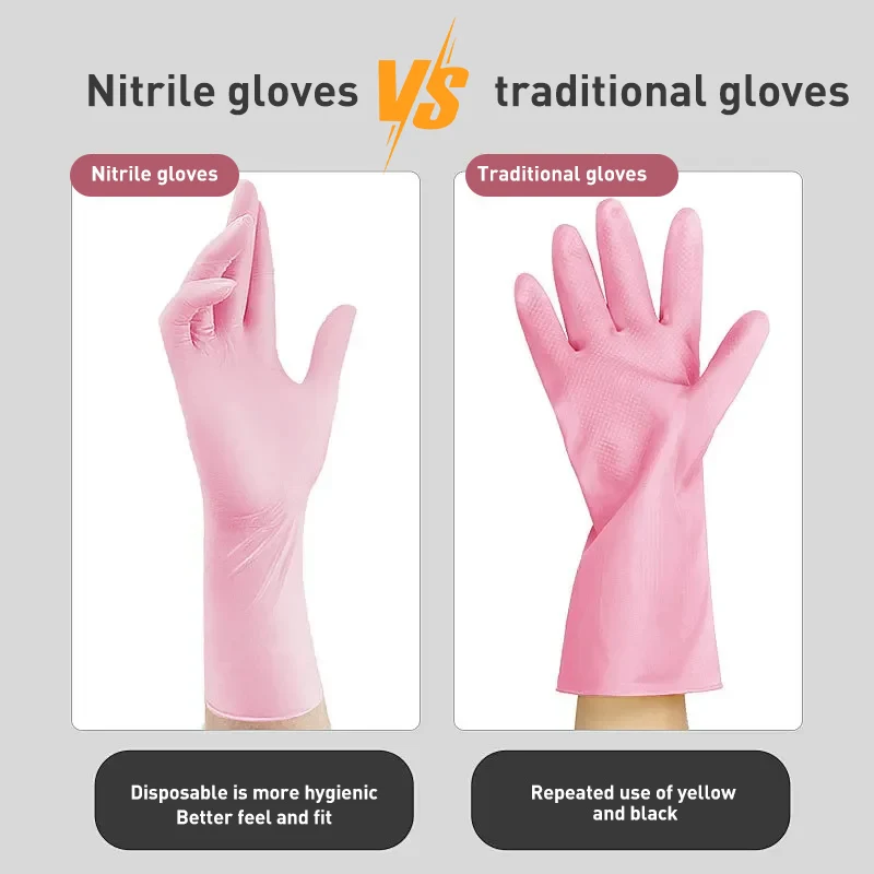 30/60/120 Pcs Disposable Nitrile Glove Thick Extended Household Cleaning Sterile Hand Protection Kitchen Food Safety