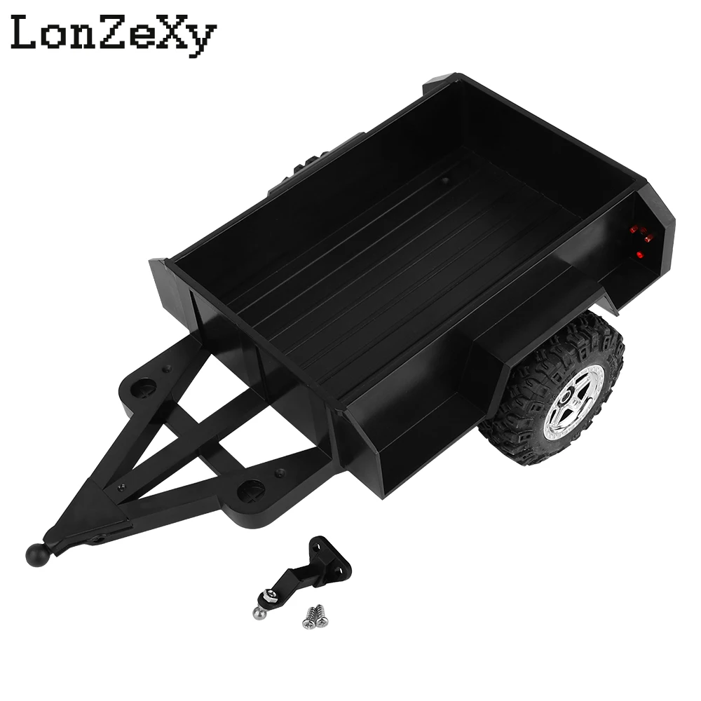 

Plastic Utility Trailer Car with Hitch Wheels for 1/18 TRX4m 1/24 Scale SCX24 RC Crawler Car Upgrade Parts