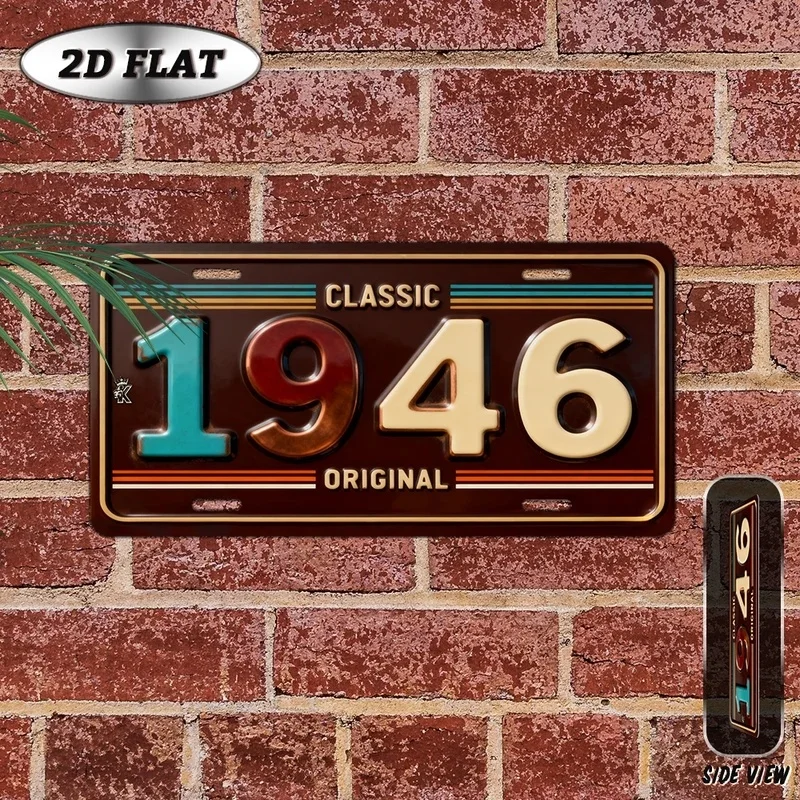 2D Flat, [JIT]2D Flat-[2D Flat] 2D Flat-[2D Flat], 2D Plane, 1pc, Vintage Metal Decorative Sign(30.48*15.24 cm), 1946 Classic Re
