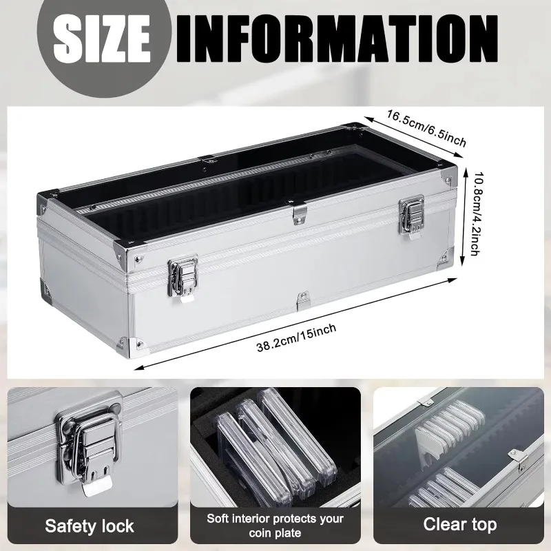 Aluminum coin storage box for flat coin storage box with handle holder