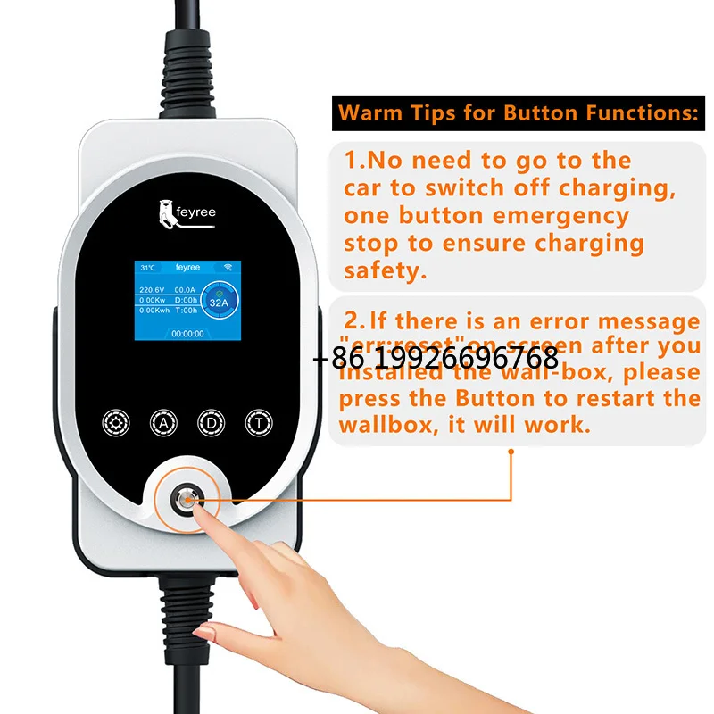 

Зарядная станция Feyree GBT 22 кВт для электромобилей, портативная, с Wi-Fi и управлением через приложение